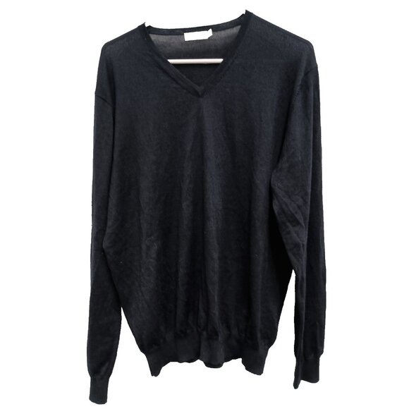 Suitsupply Mens Merino Wool Sweater XL Black Old Money Preppy V-Neck Pullover - Picture 1 of 7